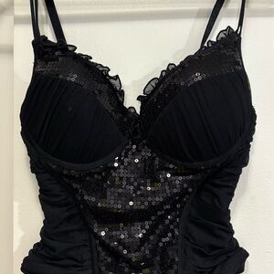Black Sequin Women's Bra